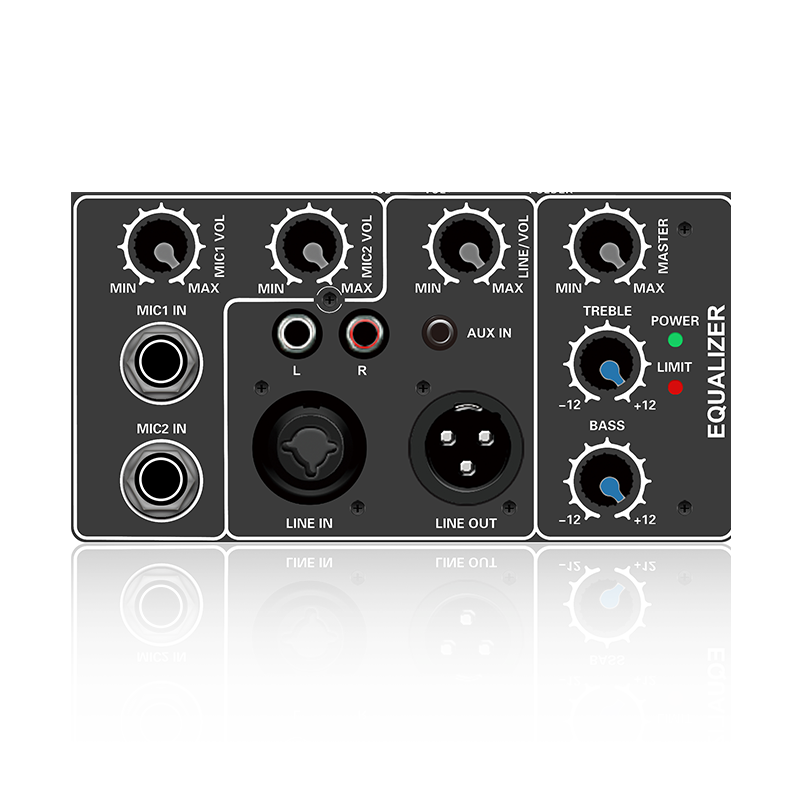 C210: Funktionsmodul mit symmetrischer Combo-Buchse und Line-Eingang, Höhen- und Bass-EQ-Steuerung, elektrisches Frequenzteilungs-Funktionsmodul