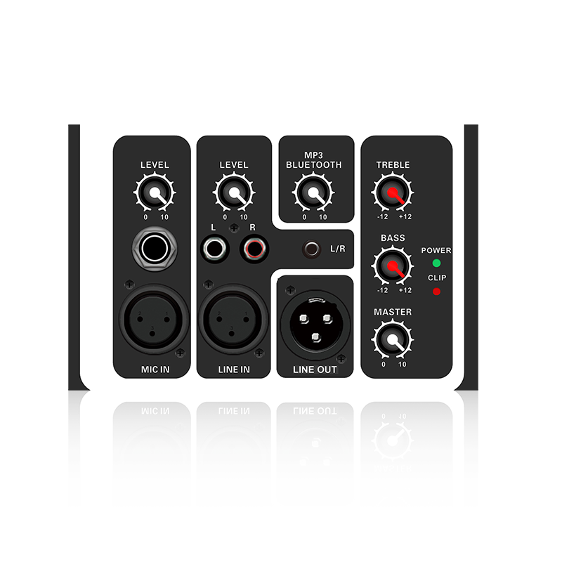 PL15: Horizontales Analog-Funktionsmodul mit einzelnem Mikrofon- und Line-Eingang und Mix-Ausgang für Verstärker der Klasse AB