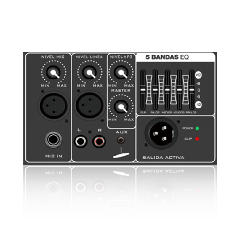 PL79: Symmetrischer Ausgang mit horizontalem analogem 5-Band-Grafik-Equalizer-Funktionsmodul für Verstärker der Klasse AB