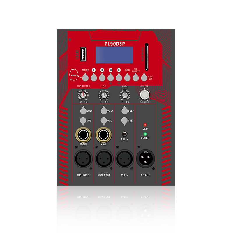 PL90: 2-Kanal-Mikrofoneingang mit Mikrofon-Reverb-Steuerung, elektrischem Frequenzteilungs-Funktionsmodul