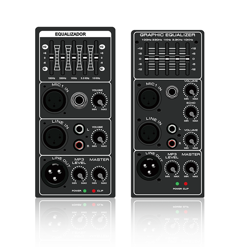 PL21 / PL21E: Vertikales analoges Funktionsmodul mit grafischem 5-Band-Equalizer und Begrenzungsschutz