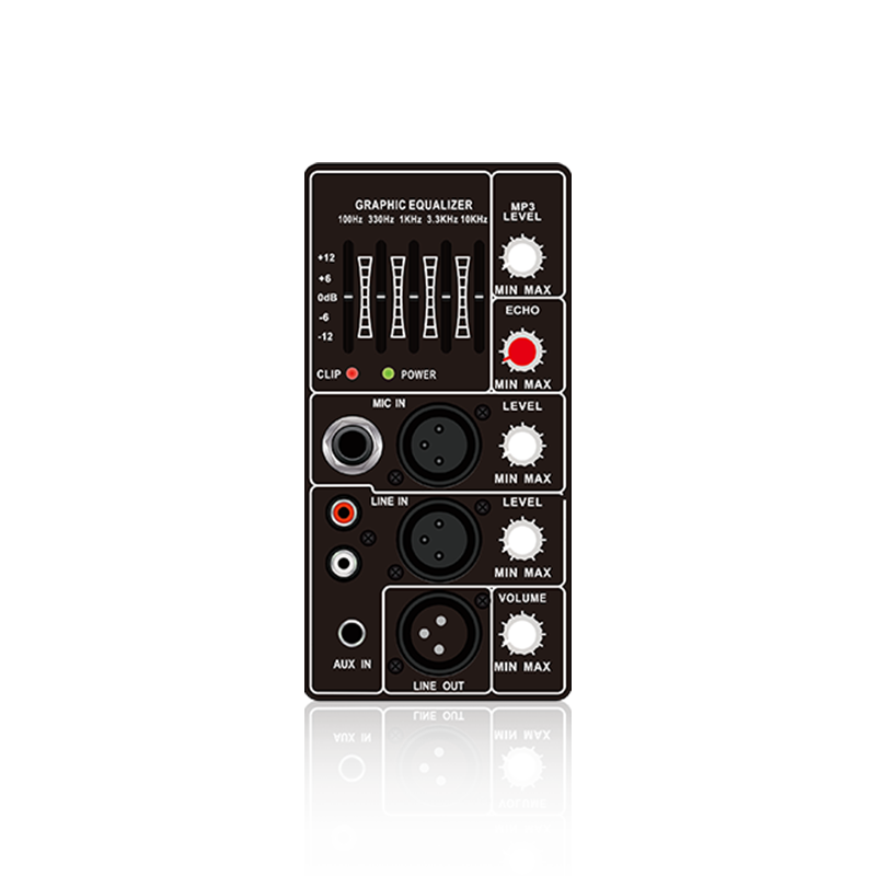 PL66: Vertikales analoges Funktionsmodul mit Einzel-Mikrofonkanaleingang und Mikrofon-Echosteuerung