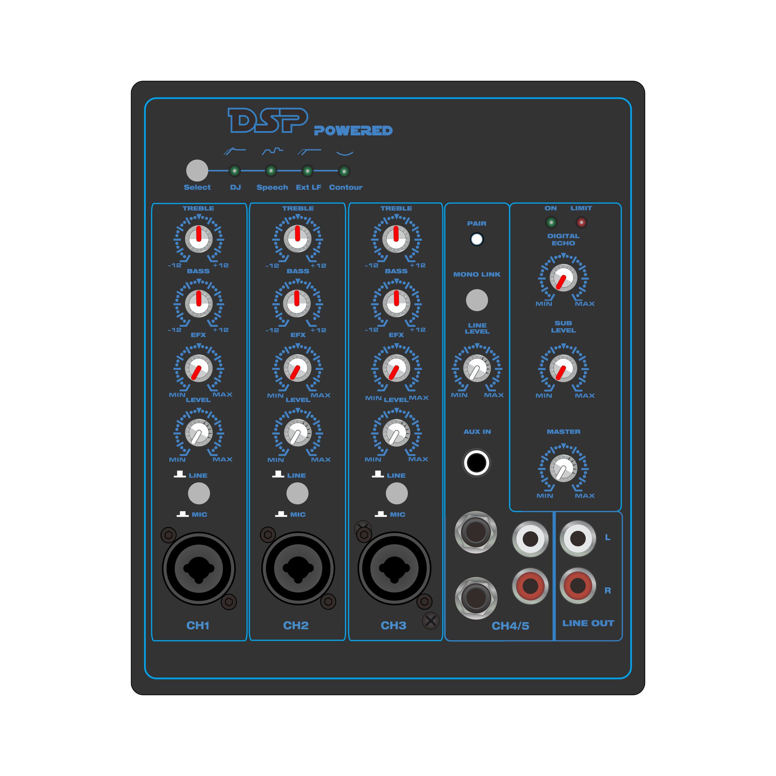 PL82DSP: 5 Kanäle mit Bluetooth und TWS im 2.1-Kanal-Linear-Array-Lautsprecher ADAU1701-basiertes DSP-Funktionsmodul