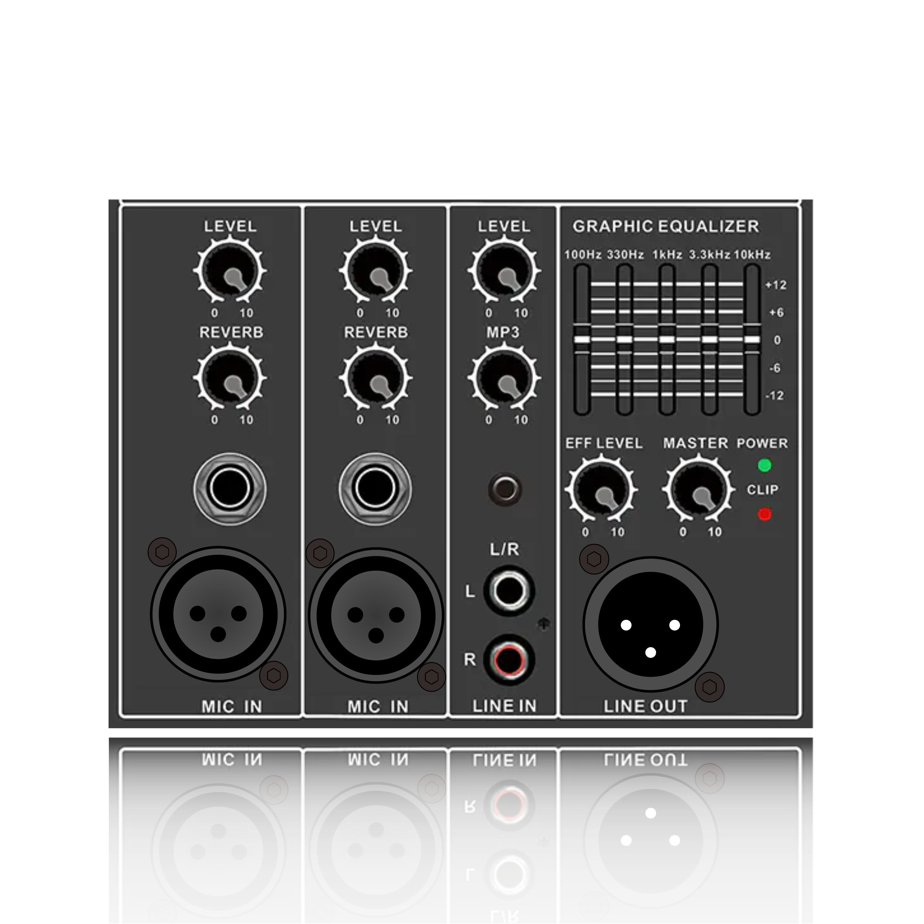 PL26: Einzelner Mikrofonkanal, Echosteuerung, Master-Effekt, elektrisches Frequenzteilungs-Funktionsmodul