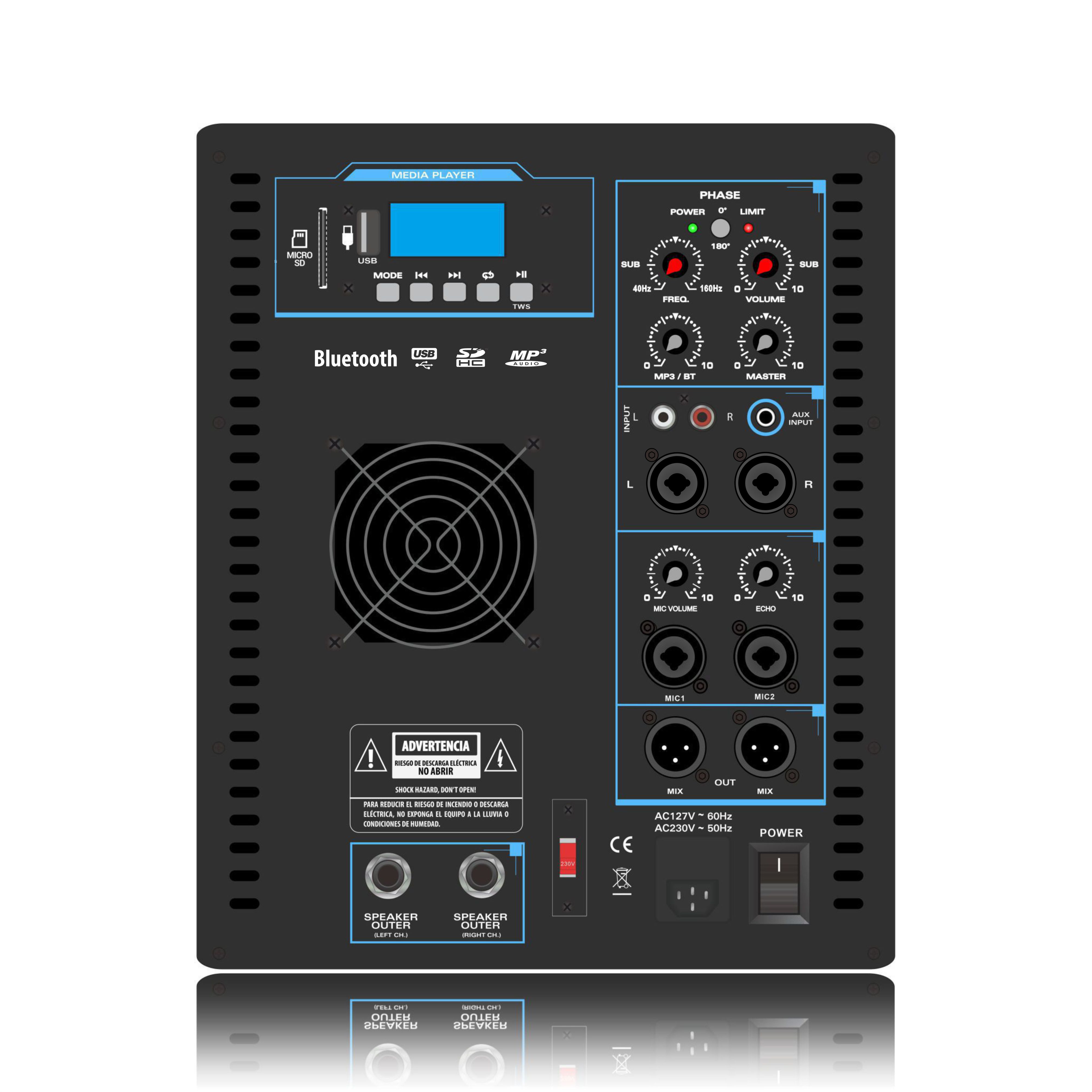SUB12 Line Array Lautsprechersystem Leistungsverstärker 2.1